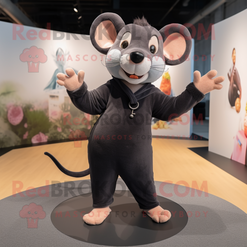 Black Rat mascot costume character dressed with a Yoga Pants and Cufflinks