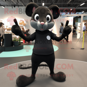Black Rat mascot costume character dressed with a Yoga Pants and Cufflinks