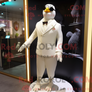 Cream Pigeon mascot costume...