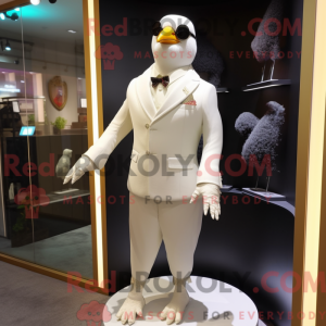 Cream Pigeon maskot kostume...