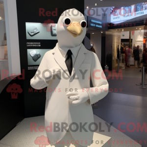 Crème duif mascottekostuum...