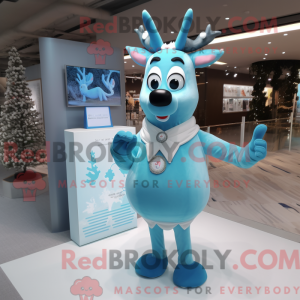 Sky Blue Reindeer mascot...