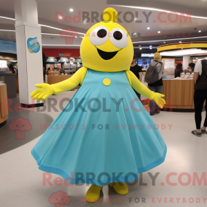 Cyan Lemon mascot costume...