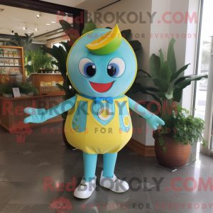 Cyan Lemon mascot costume...