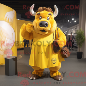 Gelber Bison Maskottchen...