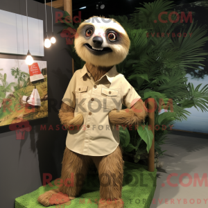 Tan Sloth mascot costume...