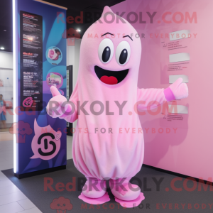 Pink Ghost maskot kostume...