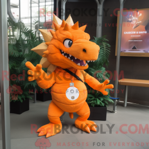 Orange Stegosaurus maskot...