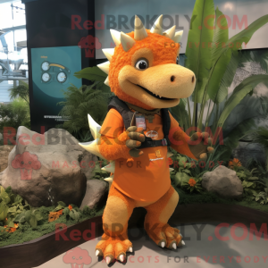 Orange Stegosaurus mascot...