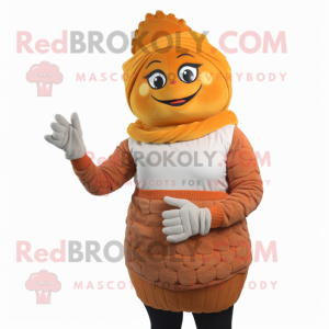 nan Butter Chicken mascot costume character dressed with a Sweater and Gloves