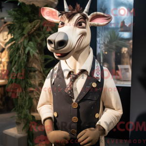 Cream Okapi mascot costume...