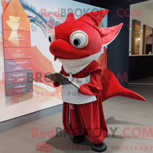 Rød sværdfisk maskot...