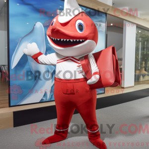 Rød sværdfisk maskot...