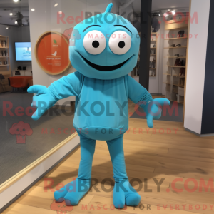 Cyan Spider mascot costume...