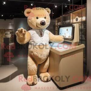 Beige bamse maskot kostume...