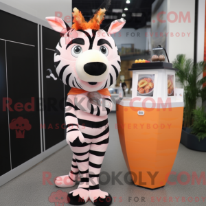 Peach Zebra mascot costume...