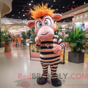 Peach Zebra mascot costume...