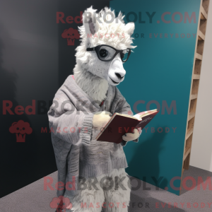 Sølv Alpaca maskot kostume...