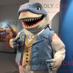 Himmelblå Megalodon maskot...
