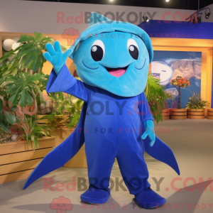 Blå Stingray maskot kostume...