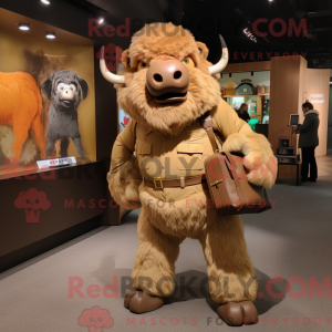 Tan Bison maskot kostume...