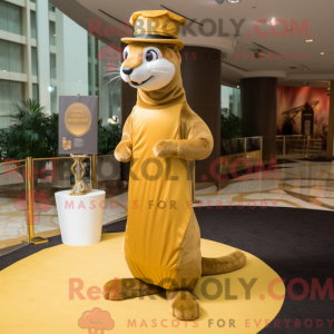 Gold Weasel mascot costume...