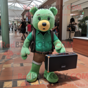 Green Teddy Bear mascot...