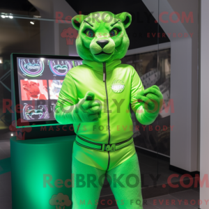 Limegrøn Puma maskot...