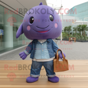 Purple Whale maskot kostym...