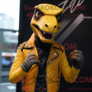 Gul Velociraptor maskot...