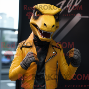 Yellow Velociraptor mascot...