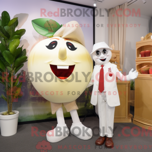Cream Apple mascot costume...