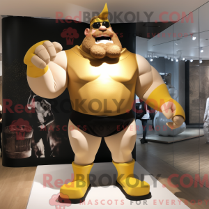 Gold Strongman mascot...