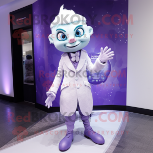 Lavender Ice mascot costume character dressed with a Suit and Anklets