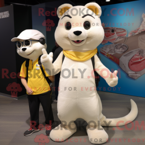 Cream Weasel maskot kostume...