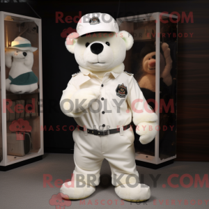 Hvid bamse maskot kostume...