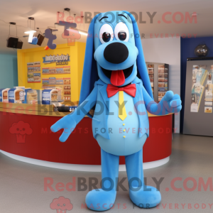 Blue Hot Dog mascot costume...