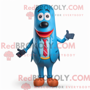 Blue Hot Dog maskot kostume...