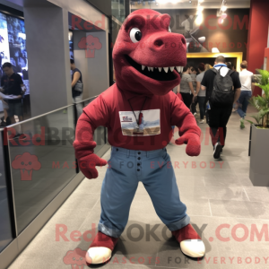 Maroon Tyrannosaurus mascot...