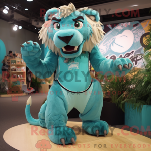 Teal Smilodon mascot...
