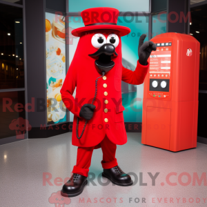 Rød telefon maskot kostume...