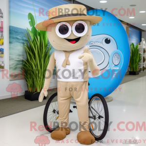 Beige Unicyclist maskot...