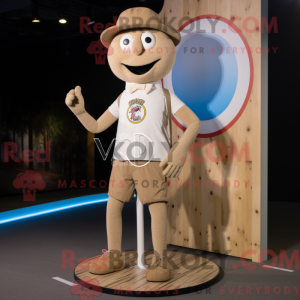 Beige Unicyclist mascot...