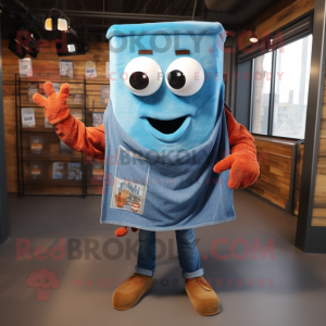 Rust Lasagna mascot costume character dressed with a Denim Shirt and Scarf clips