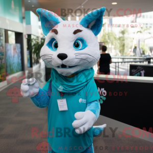 Cyan Bobcat mascot costume...