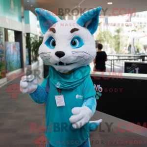 Cyan Bobcat maskot kostume...