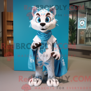 Cyan Bobcat mascot costume...