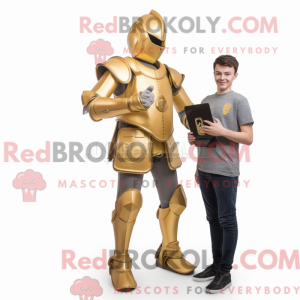 Gold Medieval Knight mascot...