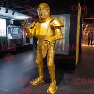 Gold Medieval Knight mascot...