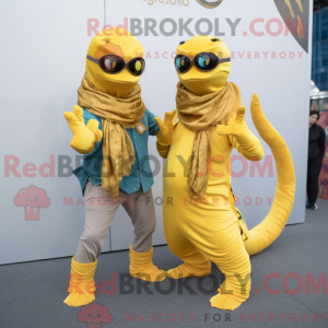 Gold Hydra mascot costume...